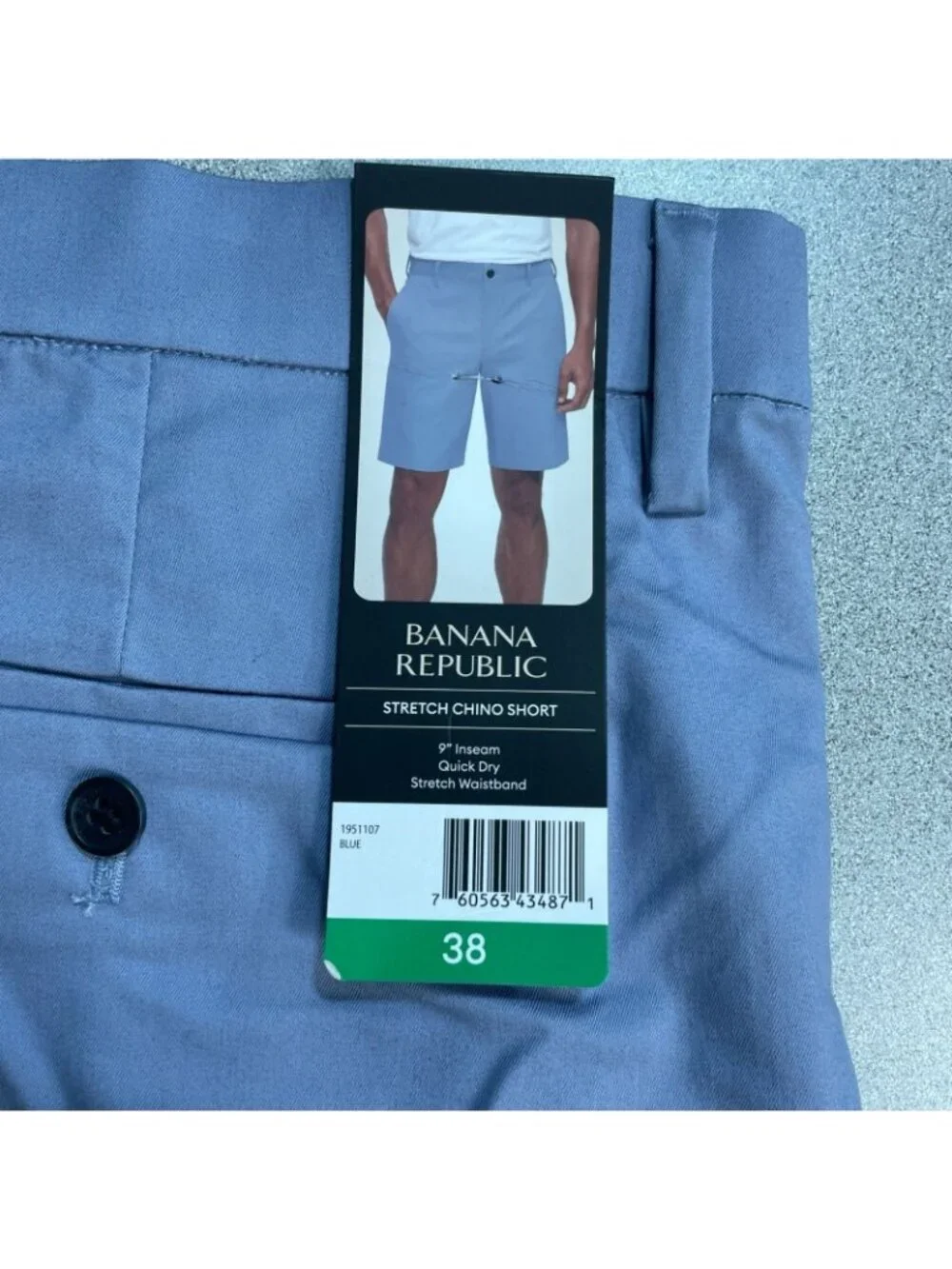 NWT Banana Republic Men's 38 Blue Stretch Chino Shorts 9